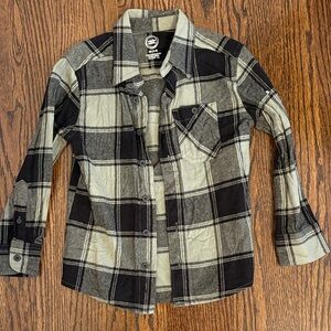 Wonder Nation Black and Green Plaid Shirt
